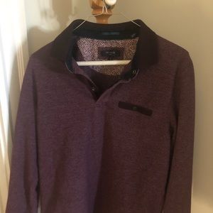 Ted Baker Maroon Long Sleeve Polo Size 5
